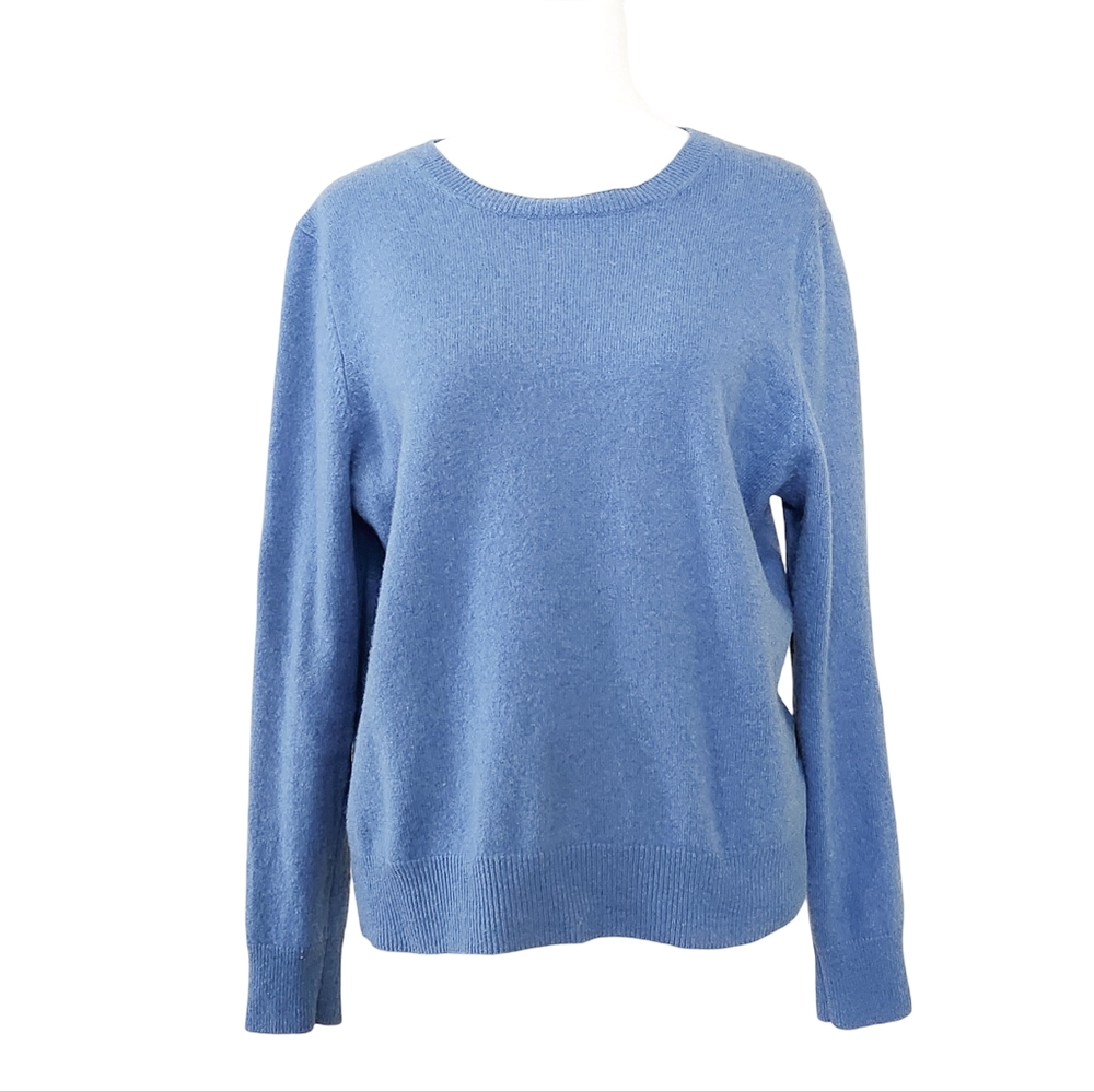 Quince Blue Crew Neck Mongolian Cashmere Sweater
